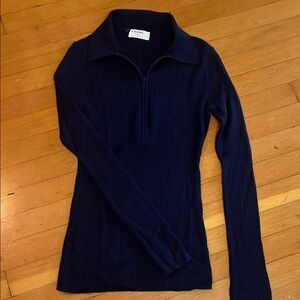 Frame Denim Women's Navy Ribbed Top
